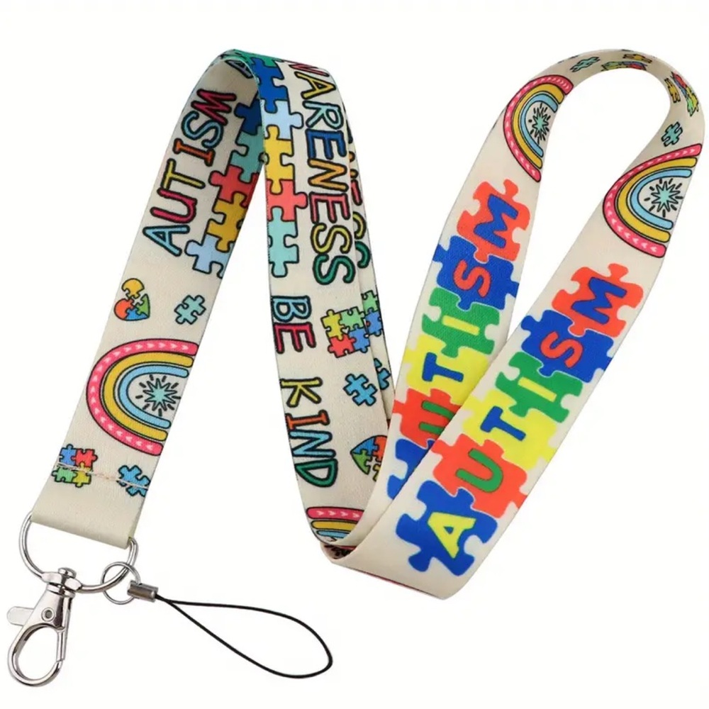 NEW| Autism Multicolor Puzzle & Rainbow Neck Strap Lanyard/Keychain